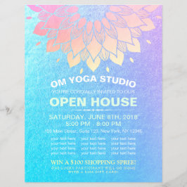 Flyer YOGA Studio Open House Gold Foil Mandala Flores F