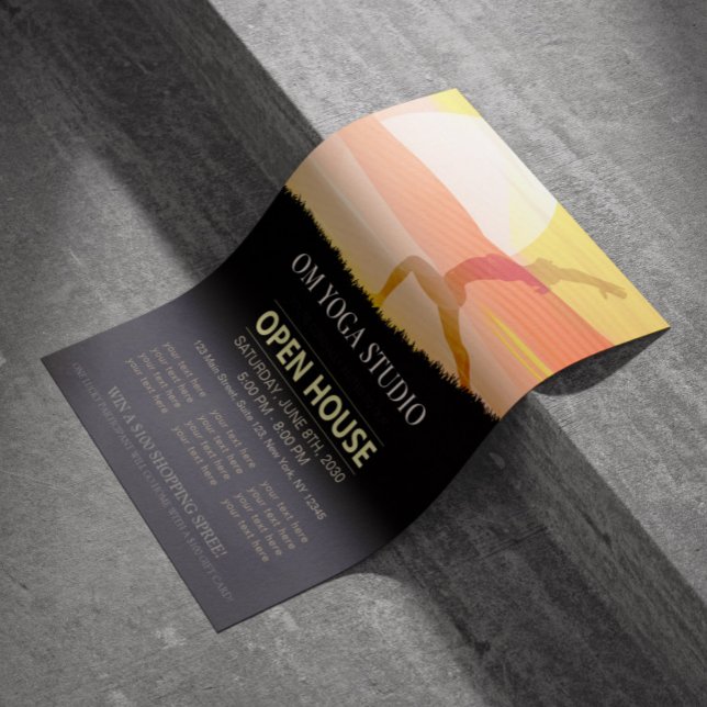 Flyer YOGA Studio Open House Sunset Moon Salutose (Criador carregado)