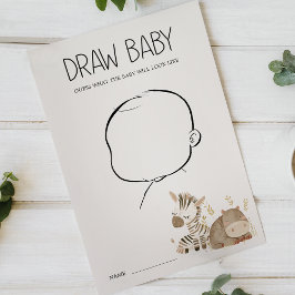 Flyer Zoo Safari Animal Chá de fraldas Desenhar Jogo Beb