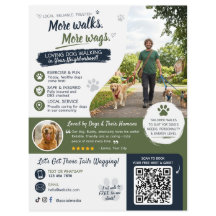 Flyers Código QR para Negócios de Passeio de Cães 