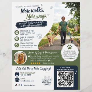 Flyers Código QR para Negócios de Passeio de Cães 