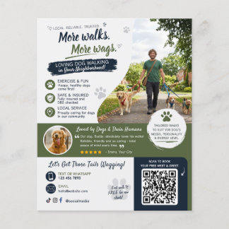 Flyers Código QR para Negócios de Passeio de Cães 