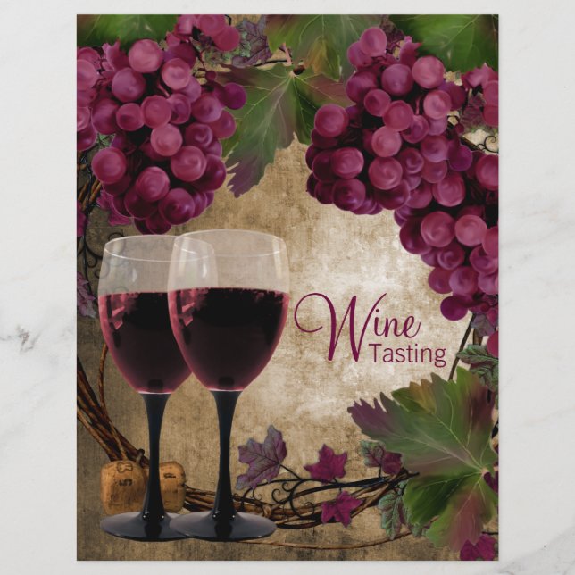 Flyers de degustação de vinhos de uvas tintas vint (Frente)