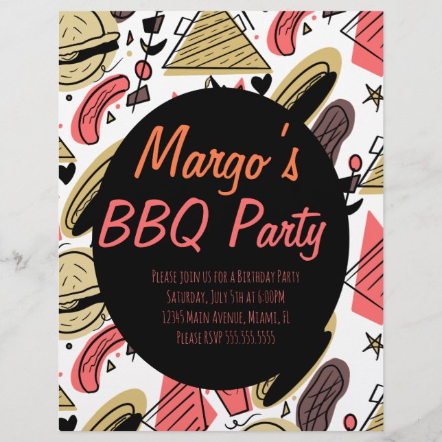 Flyers de padrão de aniversário de churrasco de do (Frente)