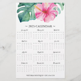 Flyers Pink Tropical Flower 2025 Calendar
