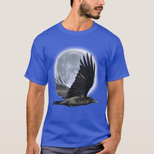 Flying Black Raven e Full Moon T-Shirt (Frente)