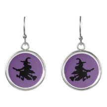 Flying Black Witch on Purple