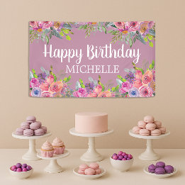 Fofa Nome Floral Roxo Rosa Aniversário