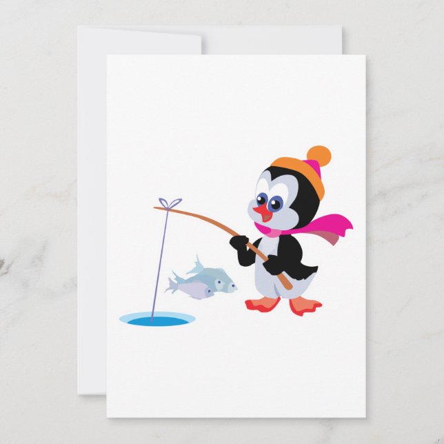 fofo pinguim pescando no gelo (Frente)