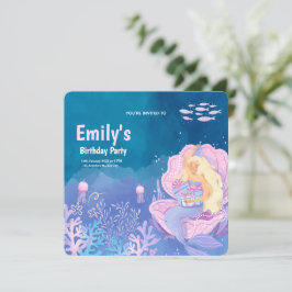 Fofo sob o mar Sereia Convite de Aniversário