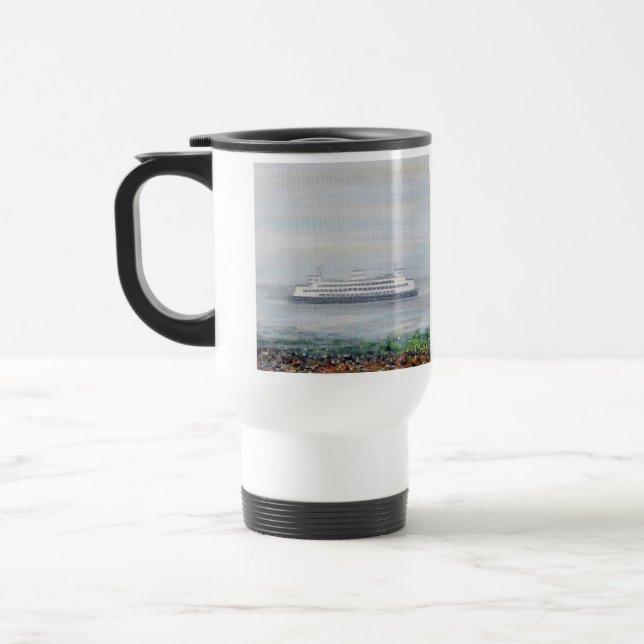 Foggy Ferry Painting caneca de viagem (Esquerda)