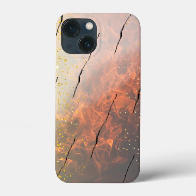 fogo dourado em Capas para iPhone 13 Mini (Verso)