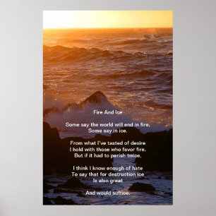 Fogo E Gelo Sobre Um Poster Laranja De Praia Sunse