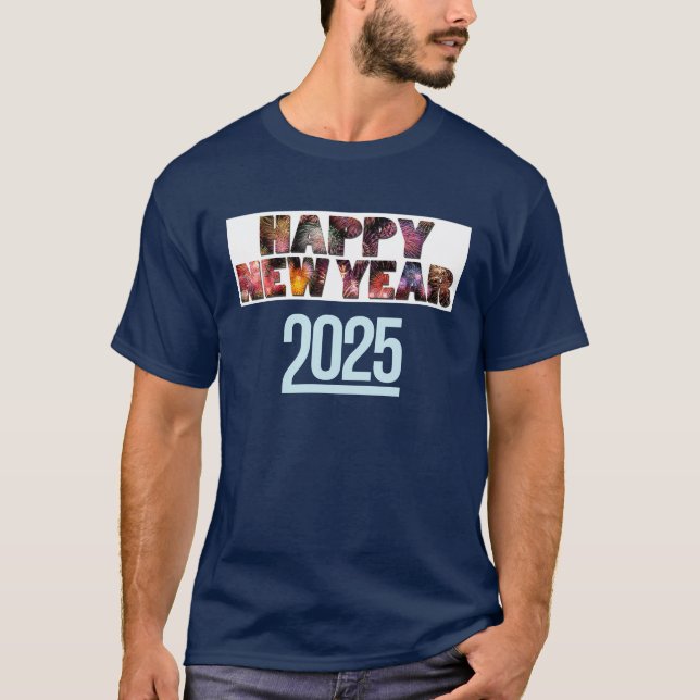 "Fogo Festivo Feliz ano novo 2025 T-Shirt (Frente)
