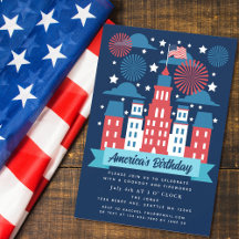 Fogo Patriótico Convite de Cookout de 4 de julho