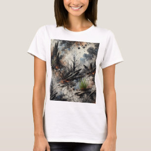 Fogo selvagem após camisa artística feminina