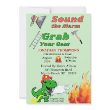 Fogo verde T Rex 4º Convite de festas de aniversár