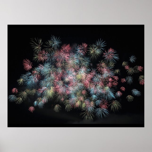 Fogos de artifício coloridos, Impressão Poster de  (Frente)