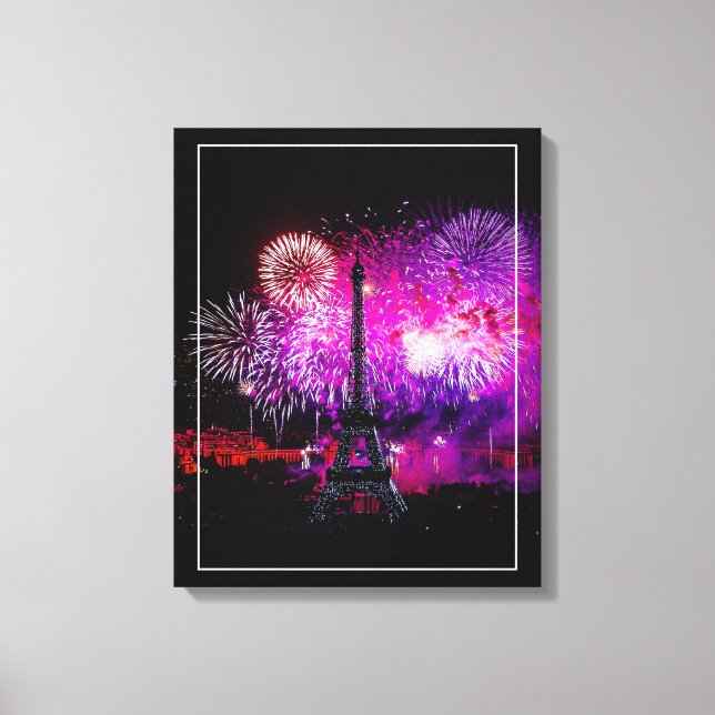 Fogos de artifício da torre de Eiffel na canvas (Frente)