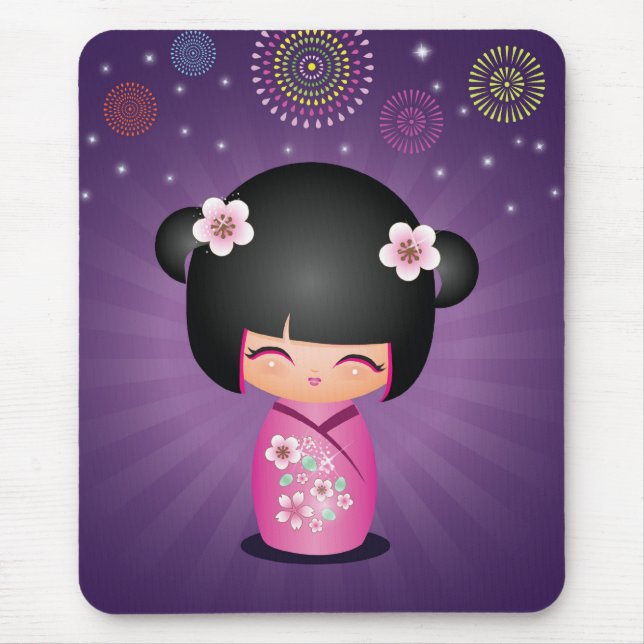 Fogos-de-artifício Mousepad de Kokeshi Cutie (Frente)