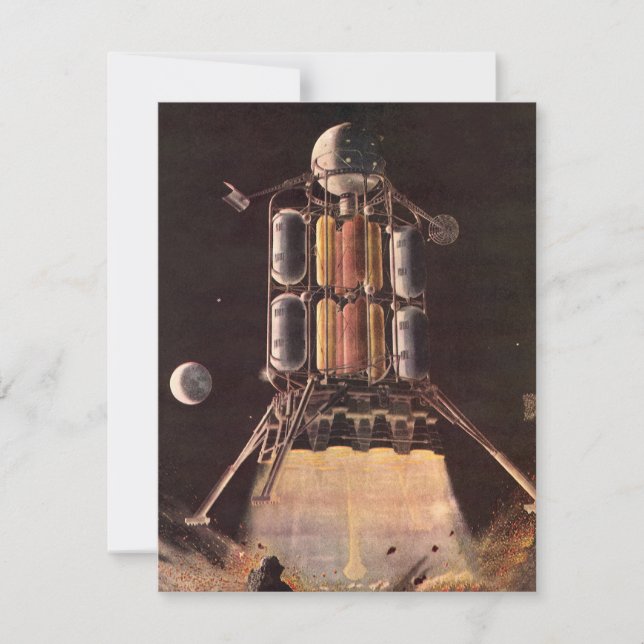 Foguete de Ficção Científica Vintage Descolando do (Frente)