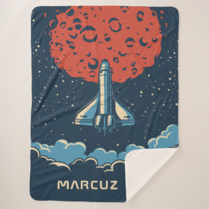 Foguete espacial para cobertor personalizado do pl