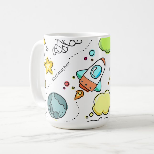 Foguetes de espaço para astronautas, caneca person (Frente Esquerda)