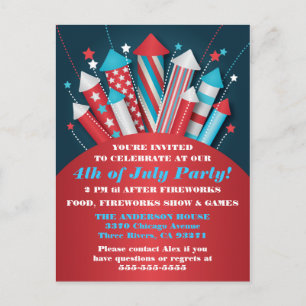 Foguetes Fireworks Cartão postal 4 de julho