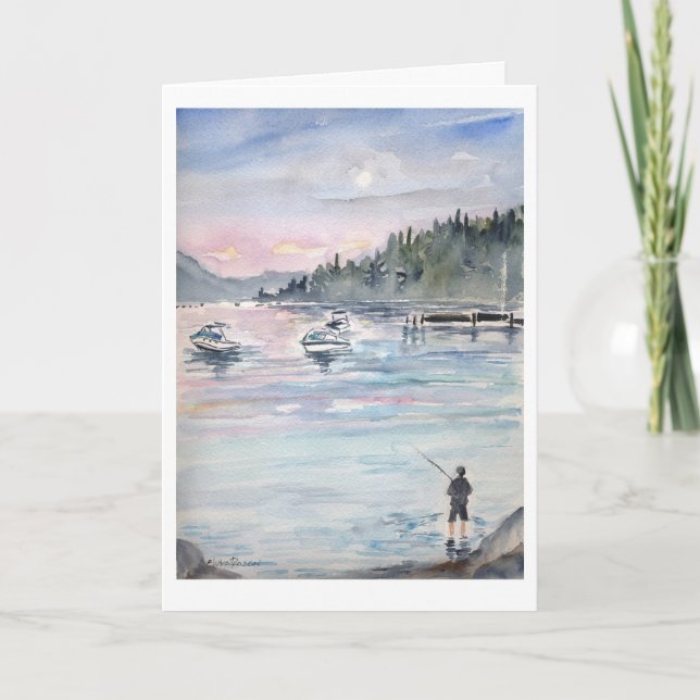 Foi Pescar! Cartão de Dia de os pais feliz (Frente)