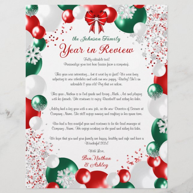 Foil Balão de Natal - Papel de carta Modelo (Frente)
