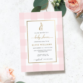 Foil de Chá de fraldas Bunny Rabbit Pink Gingham C