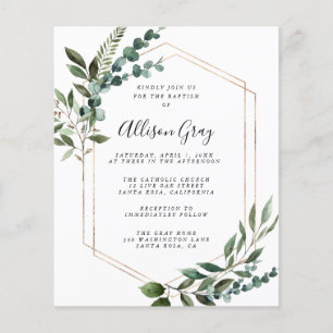 Foil Frame Floral Baptism Orçamento Flyer