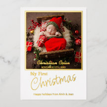 Foil Mínimo Meu Primeiro Natal Bebê Nascimento Fot