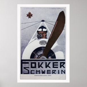 Fokker Schwerin WW1 Aviation Poster - grande