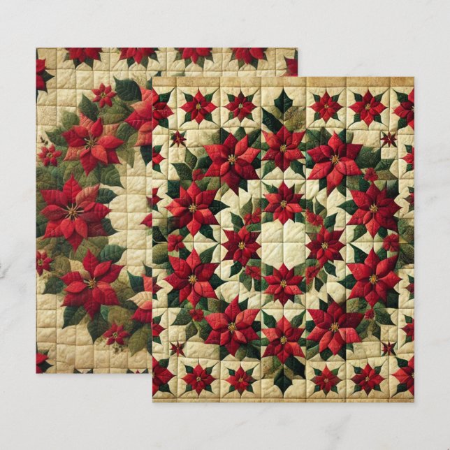 Folchwork Poinsettia Wreath Scrapbook (Frente/Verso)