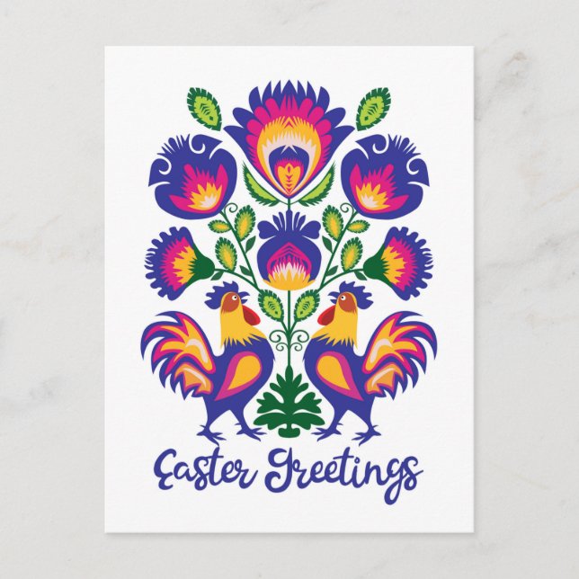 Folclore da Páscoa com 2 Galos Cartão Postal Perso (Frente)
