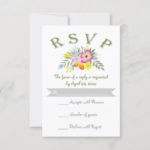 Folclore flores rosa casamento floral moderno RSVP