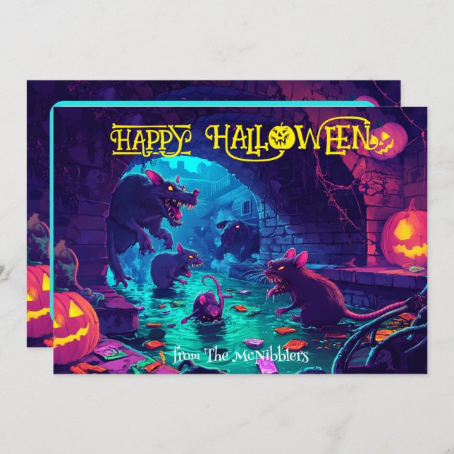 Folga ou Tratamento: Cartão de Dia das Bruxas Asso (Frente/Verso)