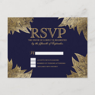 Folgas Douradas em cartões postais RSVP Azul do Ma