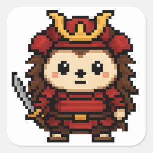 folha autocolante de hedgehog samurai