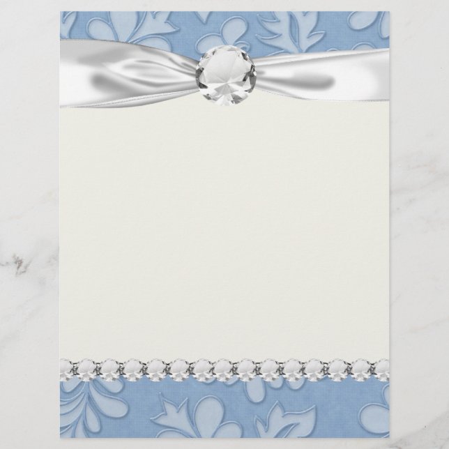 folha azul pastel redemoinho floral flor damasco (Frente)
