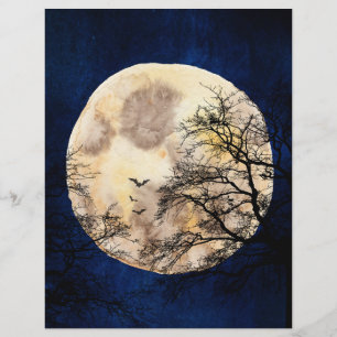Folha Cheia e Morcegos - Papel Scrapbook Spooky