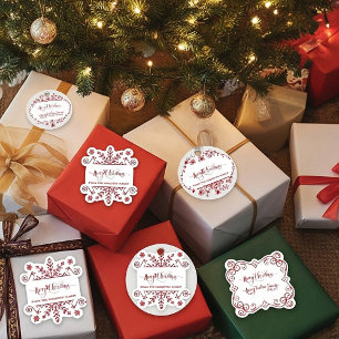 Folha de 25 etiquetas de presente de floco de neve