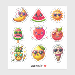 Folha de adesivos de 9 elementos de estilo Kawaii