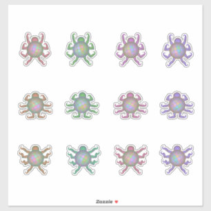 Folha de adesivos de criatura alienígena pastel fo