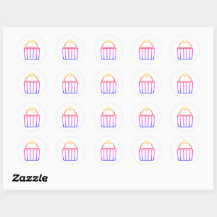 Folha de Adesivos de Cupcake com Gradiente Colorid