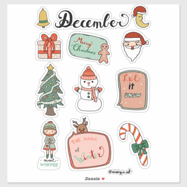 Folha de Adesivos de Dezembro - Boneco de Neve e A (Folha)