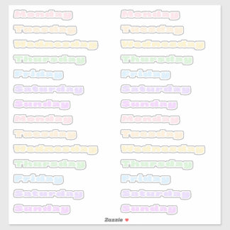 Folha de Adesivos de Dias da Semana Pastel Sorbet