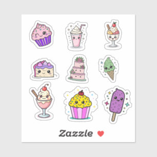 Folha de Adesivos de Doces Kawaii