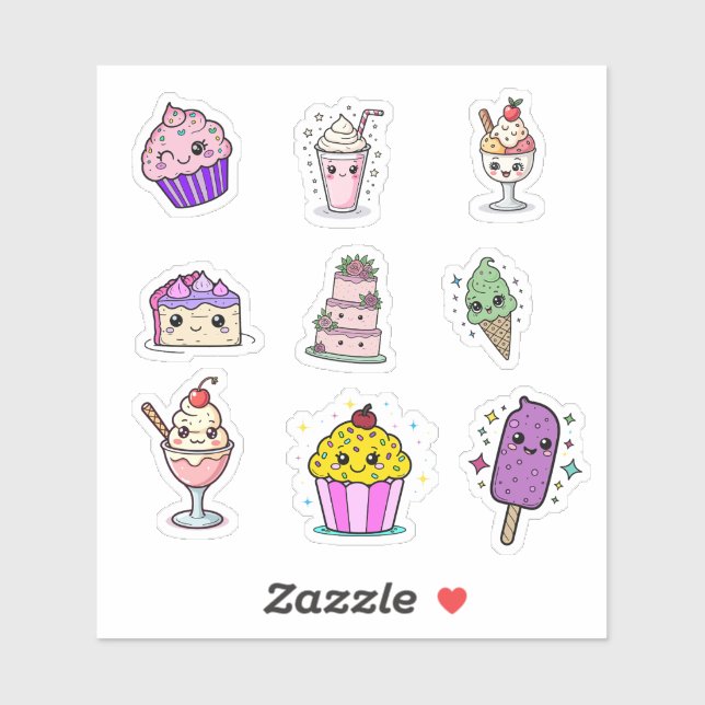 Folha de Adesivos de Doces Kawaii (Folha)